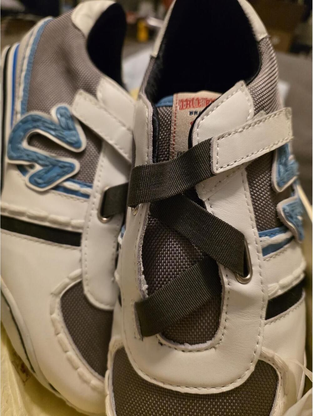 True Religion size 10 womens shoe colors white, light blue and Grey